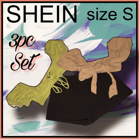 3pc SHEIN shorts-2 crop tops SET size S - Picture 1 of 7